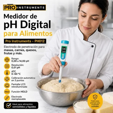 Medidor de Ph Digital Phmetro para Alimentos - Pro Instruments - PH012