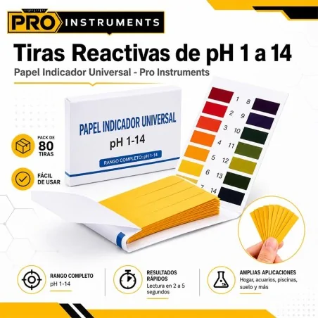 Tiras Reactivas de pH 1 a 14 - Phmetro Papel - Pro Instruments