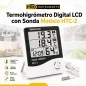 Termohigrometro Digital LCD con Sonda - Pro Instruments - HTC-2 - Temperatura y humedad interior y exterior