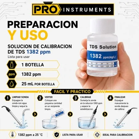 Solución de Calibración para Medidores de TDS Solidos Disueltos 1382 ppm – Pro Instruments