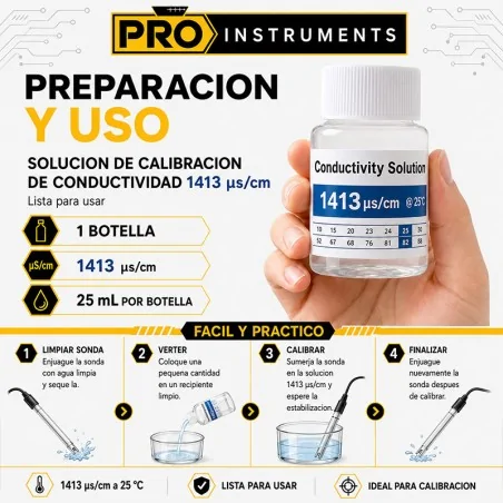 Solucion de Calibración para Medidores de Conductividad 1413 µs/cm – Pro Instruments