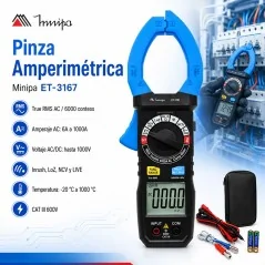 Pinza Amperimetrica - Minipa - ET-3167 - True RMS AC / VDC 1000V / VAC 1000V / AAC 1000A