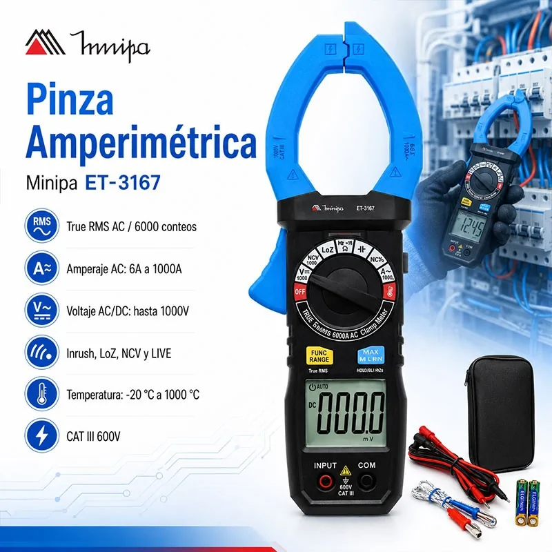 Pinza Amperimetrica - Minipa - ET-3167 - True RMS AC / VDC 1000V / VAC 1000V / AAC 1000A