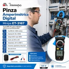 Pinza Amperimetrica - Minipa - ET-3167 - True RMS AC / VDC 1000V / VAC 1000V / AAC 1000A