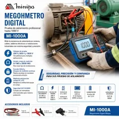 Megohmetro Digital - Minipa - MI-1000A - 200Mohm 1000V