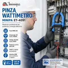 Pinza Wattímetro - Minipa - ET-4091 - True RMS AC / Pot. 600 kW