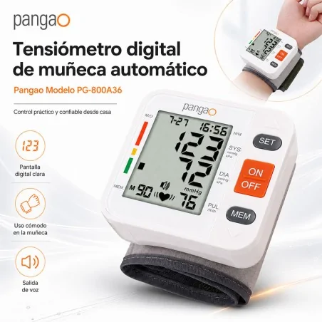 Tensiómetro digital de muñeca Automatico - Pangao - PG-800A36