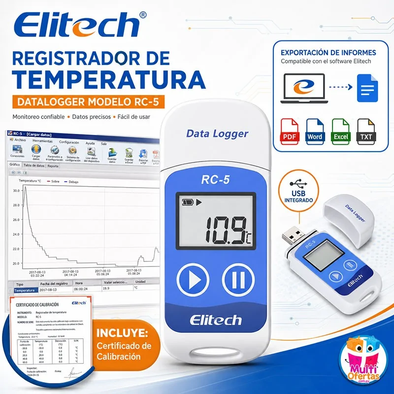 Registrador de Temperatura - Datalogger - Elitech - RC-5