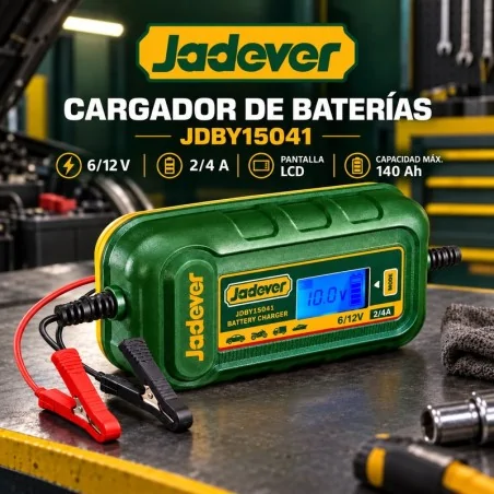 Cargador de Baterías 6/12 V 2/4 A con Pantalla LCD JADEVER JDBY15041