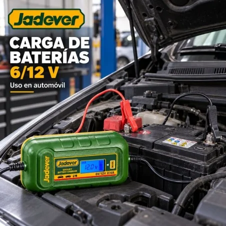 Cargador de Baterías 6/12 V 2/4 A con Pantalla LCD JADEVER JDBY15041