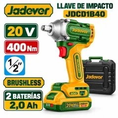 Llave de Impacto 1/2 pulg. 400 Nm Brushless 20 V - JADEVER JDCD1B40 - Incluye Bateria y Cargador