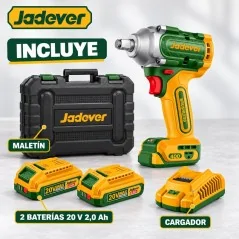 Llave de Impacto 1/2 pulg. 400 Nm Brushless 20 V - JADEVER JDCD1B40 - Incluye Bateria y Cargador