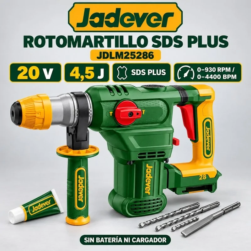 Rotomartillo SDS Plus 4,5 J 20 V Brushless - JADEVER JDLM25286 - Sin Bateria