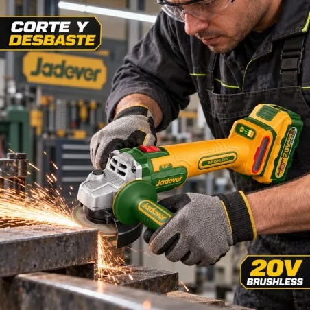 Amoladora Angular Inalámbrica Brushless 20V 115mm 950W - JADEVER JDLAP5322 - Incluye Bateria y Cargador