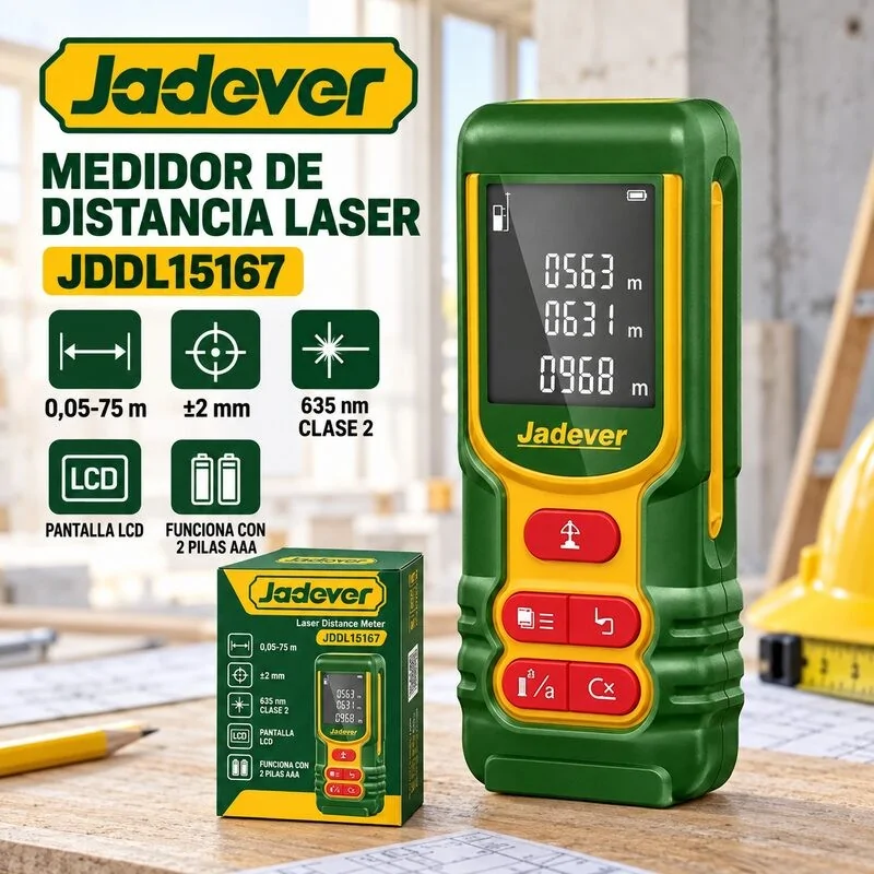 Medidor de Distancia Laser 75m Jadever JDDL15167 Caja