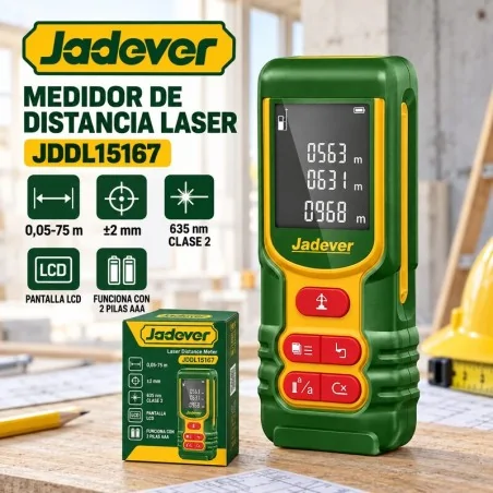 Medidor de Distancia Laser 75m Jadever JDDL15167 Caja