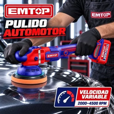 Pulidora 150mm Brushless 20V EMTOP ELAP20158 - Incluye Bateria y Cargador