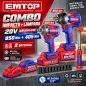 Combo 2 Llaves de Impacto + Lampara Brushless 20V - EMTOP - EOSLI241195 - Incluye Bateria y Cargador
