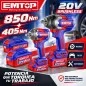 Combo 2 Llaves de Impacto + Lampara Brushless 20V - EMTOP - EOSLI241195 - Incluye Bateria y Cargador