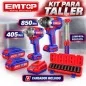 Combo 2 Llaves de Impacto + Lampara Brushless 20V - EMTOP - EOSLI241195 - Incluye Bateria y Cargador