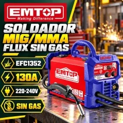 Soldador MIG/MMA Flux sin Gas 130A - EMTOP - EFC1352