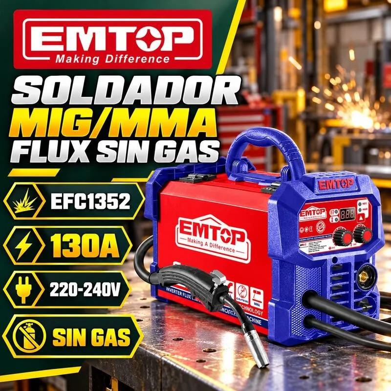 Soldador MIG/MMA Flux sin Gas 130A - EMTOP - EFC1352