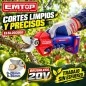 Tijera de Podar Brushless 20V - EMTOP - ELSL203051 - Incluye Bateria y Cargador