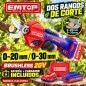 Tijera de Podar Brushless 20V - EMTOP - ELSL203051 - Incluye Bateria y Cargador