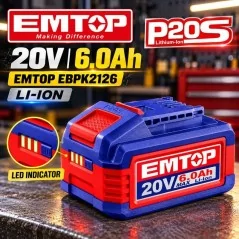 Batería 20V 6Ah de Litio - EMTOP - EBPK2126
