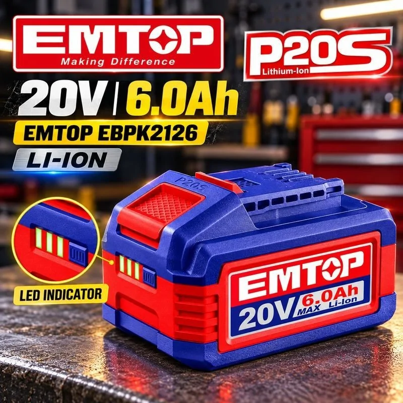 Batería 20V 6Ah de Litio - EMTOP - EBPK2126