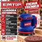 Lijadora Roto-Orbital 20V 125mm + 5 Lijas EMTOP ELROS2002 - No Incluye Bateria
