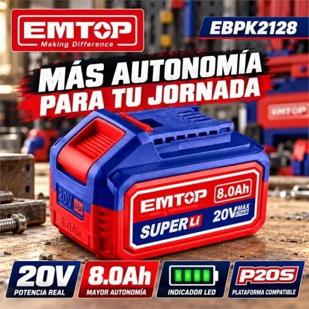 BATERÍA LI-ION 20V 8.0AH P20S - EMTOP - EBPK2128