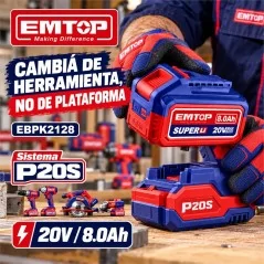 BATERÍA LI-ION 20V 8.0AH P20S - EMTOP - EBPK2128