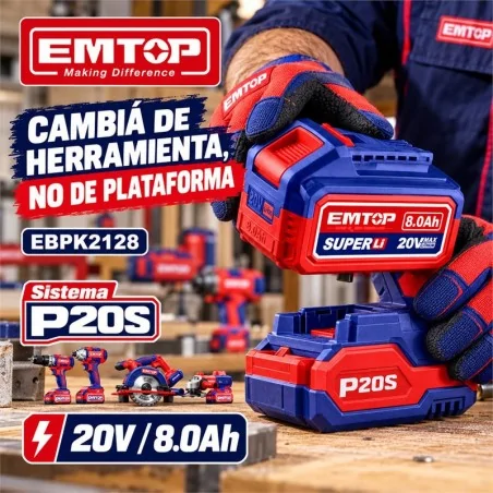BATERÍA LI-ION 20V 8.0AH P20S - EMTOP - EBPK2128