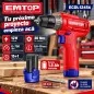 Taladro Atornillador 10mm 20Nm 12V - EMTOP - ECDL12456 - Incluye Bateria