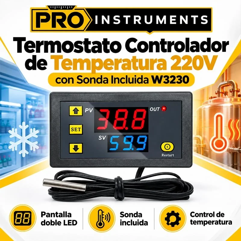Termostato Controlador de Temperatura 220V con Sonda Incluida - Pro Instruments - W3230