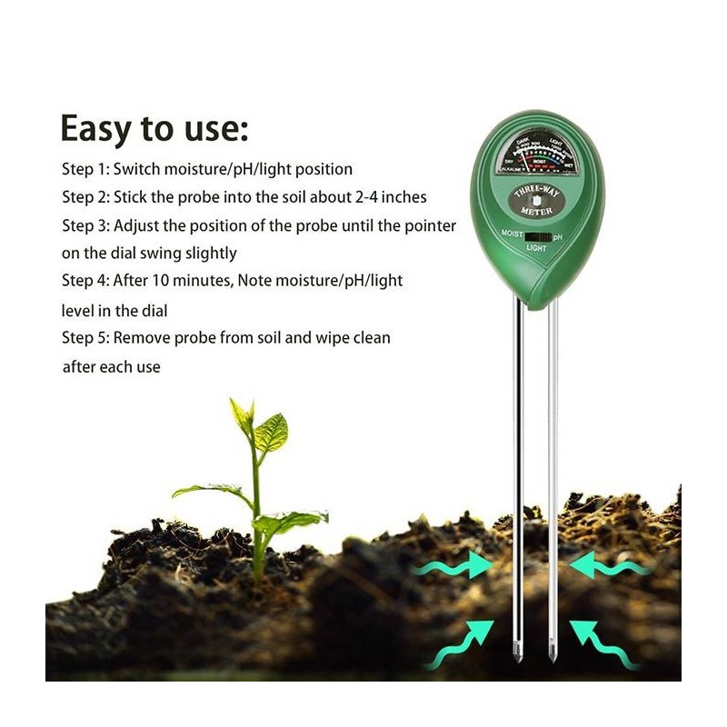 Multiofertas  Medidor de suelo 3 en 1 - Pro Instruments - Humedad, Luz y pH  del suelo al Mejor Precio! Solo Gs.145.000